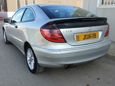 Mercedes C230K freshly valeted and waiting for new Spanish registration plates Jersey Registered Mercedes C230K